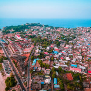 An aerial view of the city in Sierra Leone