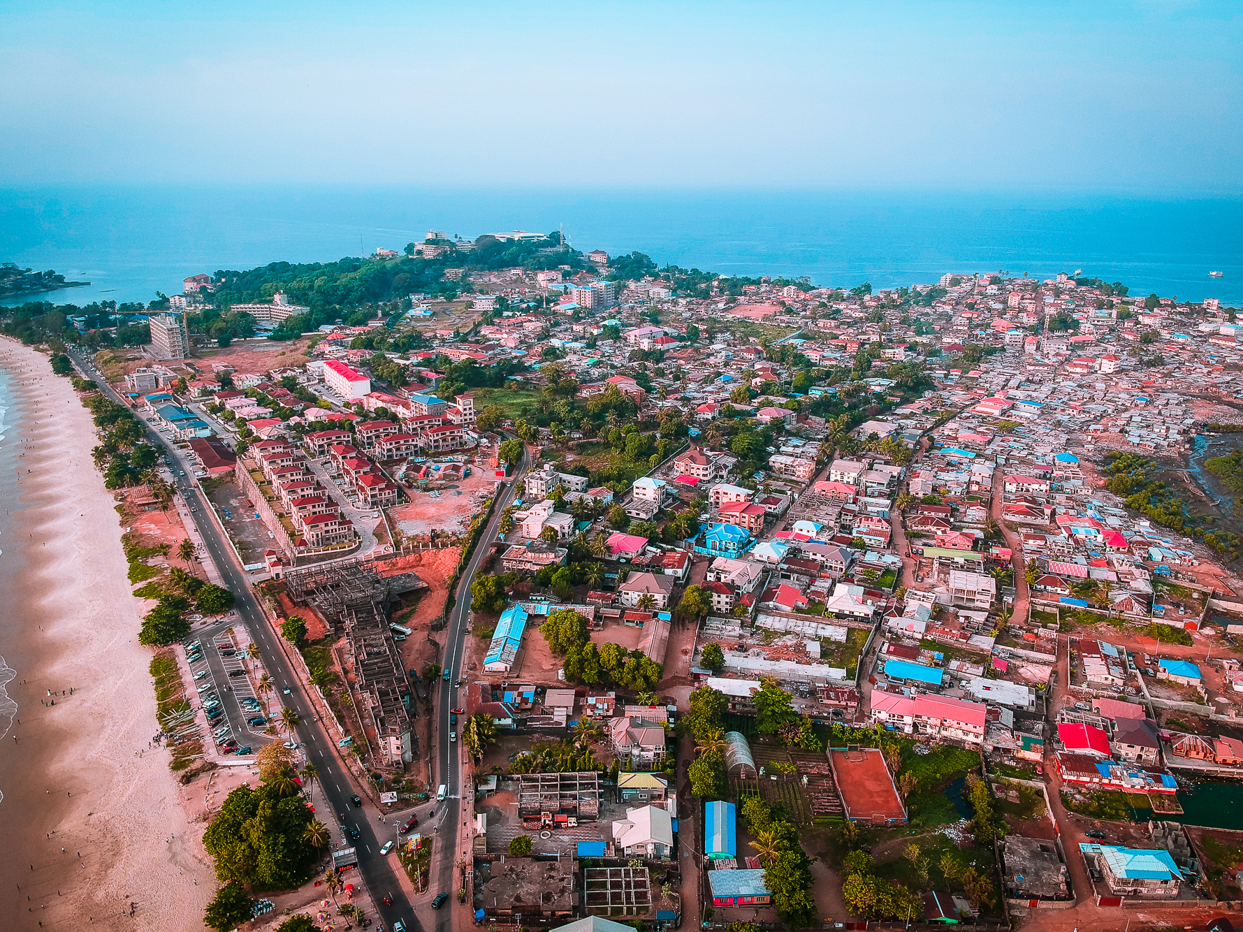 An aerial view of the city in Sierra Leone