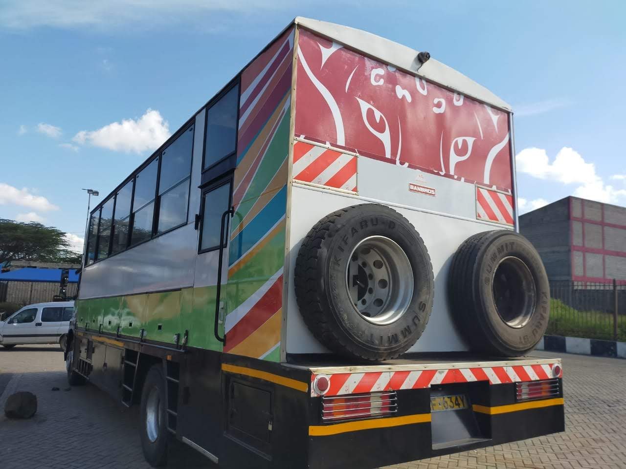 An overland safari truck in Kenya