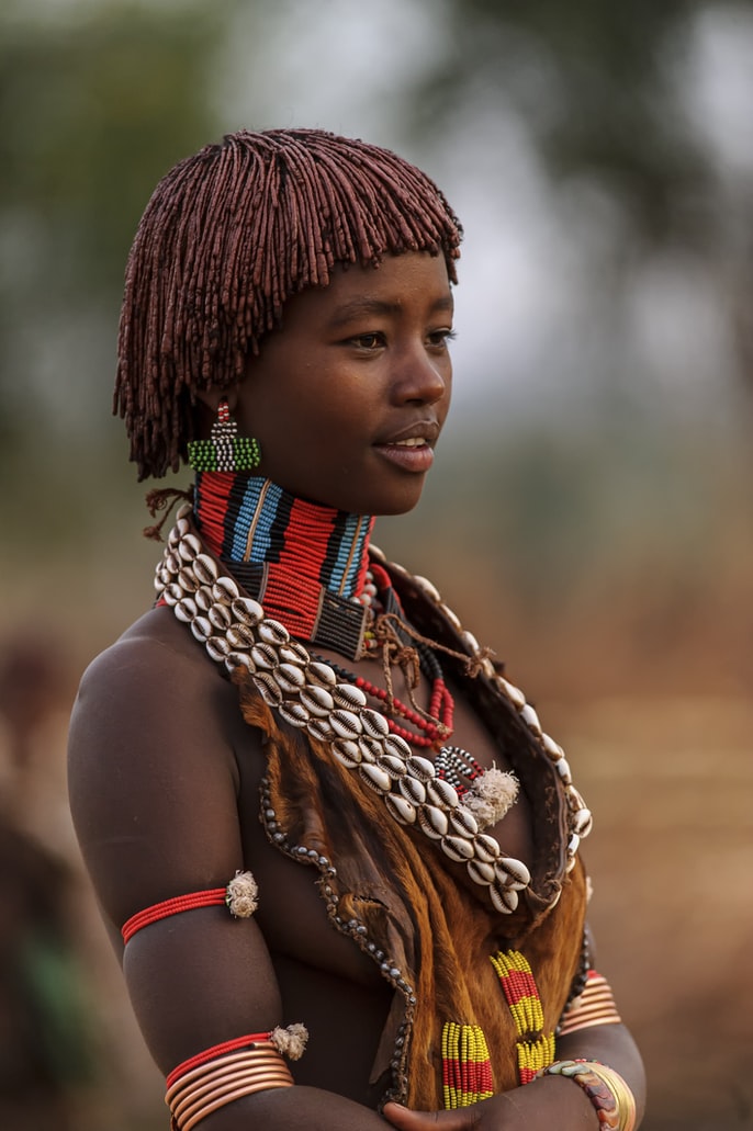 Side profile of traditional Ethiopian woman