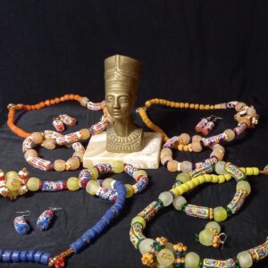 Multicolored beaded necklace set  with earrings and bracelets