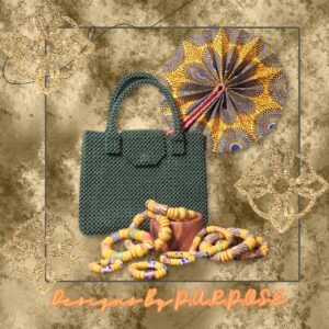 Handmade beaded green bag and handmade bracelets
