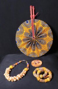 Yellow necklace with earrings and bracelet