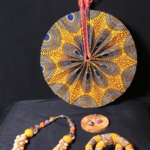 Yellow necklace with earrings and bracelet