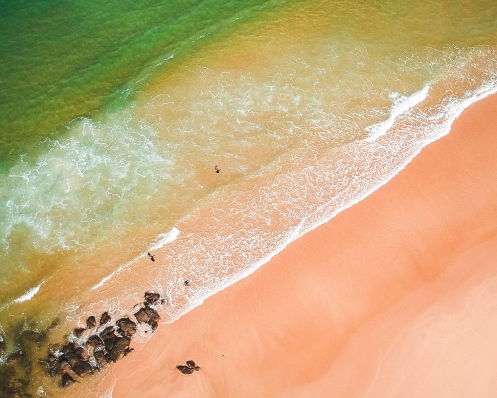 South African beach with green tinted water